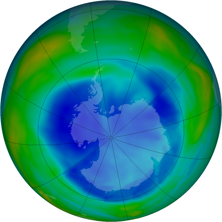 Antarctic ozone map for 24 August 2008